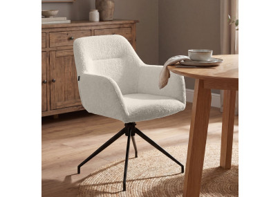 Ensemble de 2 chaises de salle à manger Merlinda en tissu Teddy crème