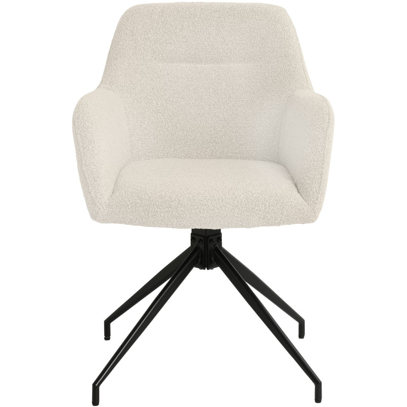 Ensemble de 2 chaises de salle à manger Merlinda en tissu Teddy crème