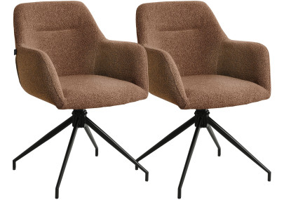 Ensemble de 2 chaises de salle à manger Merlinda en tissu Teddy brun