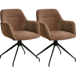 Ensemble de 2 chaises de salle à manger Merlinda en tissu Teddy brun