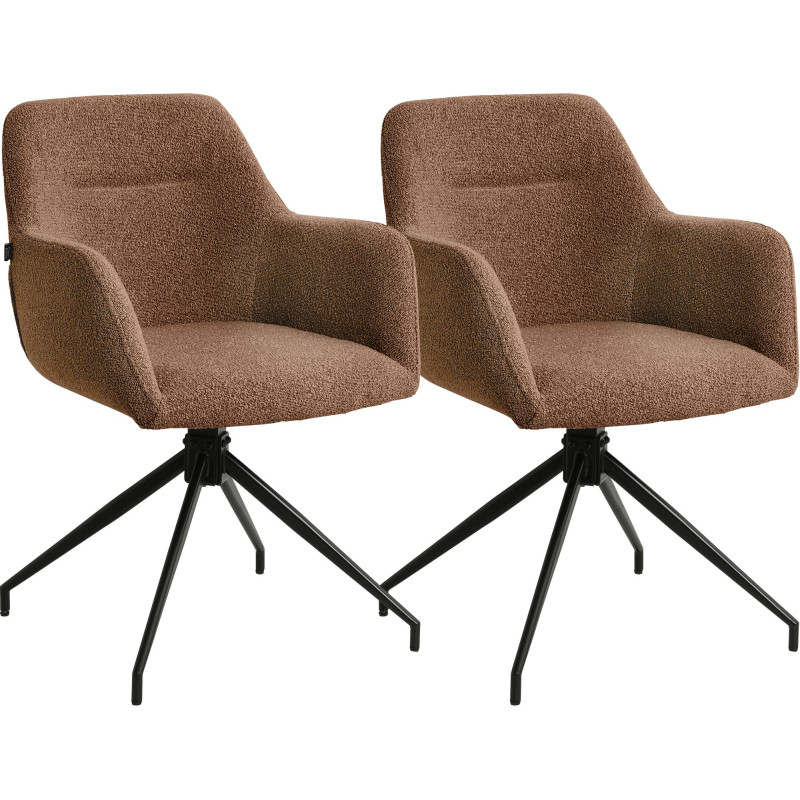 Ensemble de 2 chaises de salle à manger Merlinda en tissu Teddy brun