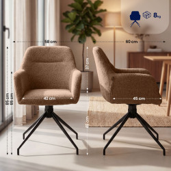 Ensemble de 2 chaises de salle à manger Merlinda en tissu Teddy brun
