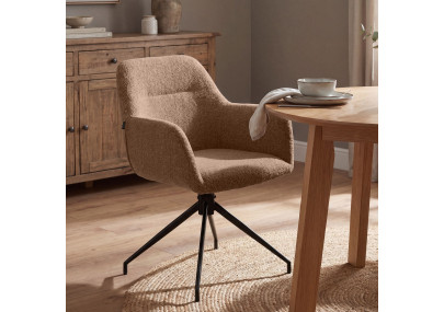 Ensemble de 2 chaises de salle à manger Merlinda en tissu Teddy brun