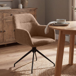 Ensemble de 2 chaises de salle à manger Merlinda en tissu Teddy brun