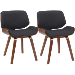 Ensemble de 2 chaises visiteurs en tissu Beverley noyer/noir