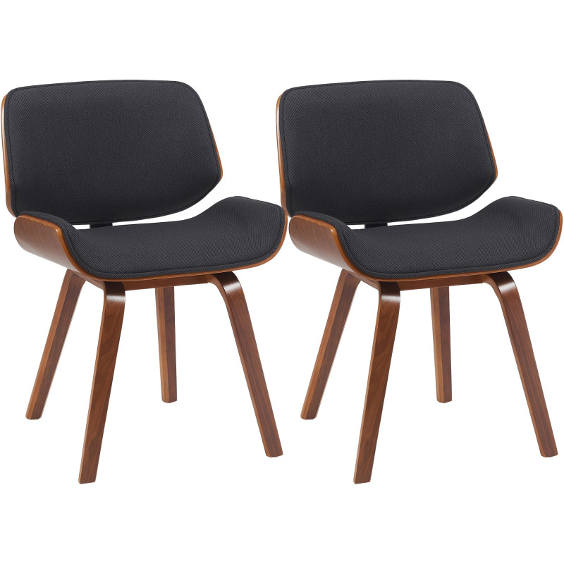 Ensemble de 2 chaises visiteurs en tissu Beverley noyer/noir