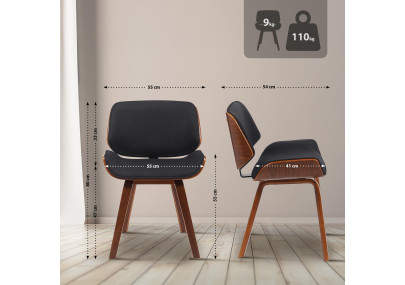 Ensemble de 2 chaises visiteurs en tissu Beverley noyer/noir