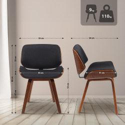 Ensemble de 2 chaises visiteurs en tissu Beverley noyer/noir