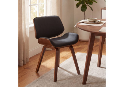 Ensemble de 2 chaises visiteurs en tissu Beverley noyer/noir