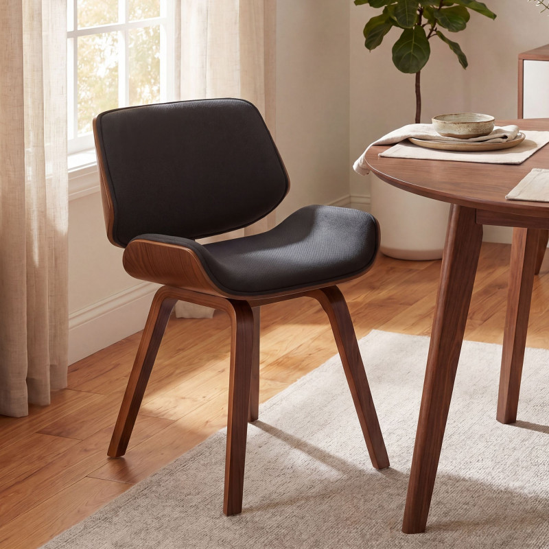 Ensemble de 2 chaises visiteurs en tissu Beverley noyer/noir