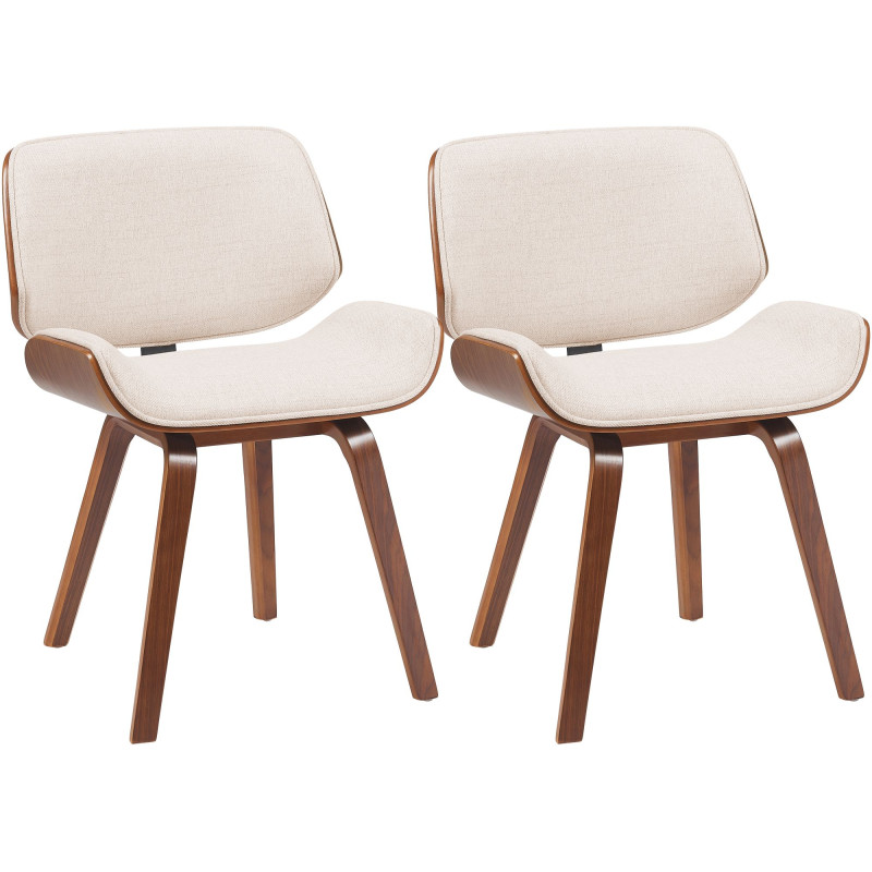 Ensemble de 2 chaises visiteurs en tissu Beverley noix/crème