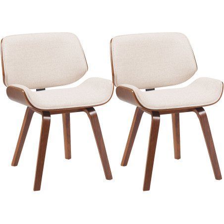Ensemble de 2 chaises visiteurs en tissu Beverley noix/crème