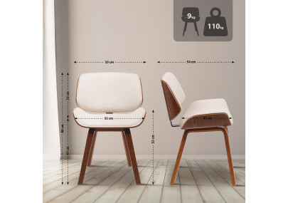Ensemble de 2 chaises visiteurs en tissu Beverley noix/crème