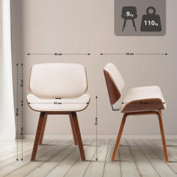 Ensemble de 2 chaises visiteurs en tissu Beverley noix/crème
