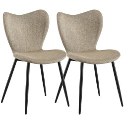 Ensemble de 2 chaises de salle à manger en tissu Maika taupe