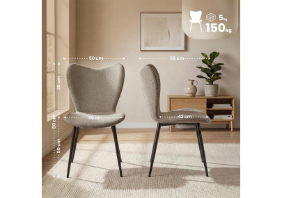 Ensemble de 2 chaises de salle à manger en tissu Maika taupe
