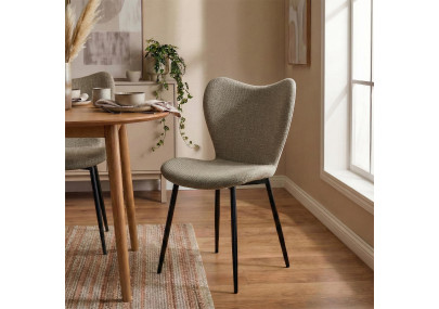 Ensemble de 2 chaises de salle à manger en tissu Maika taupe