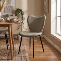 Ensemble de 2 chaises de salle à manger en tissu Maika taupe