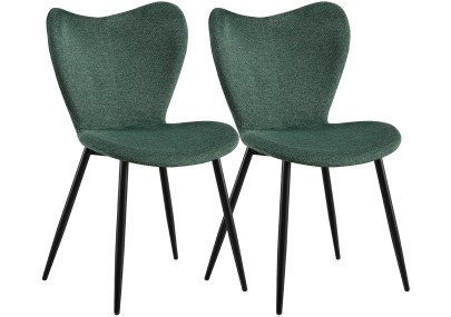 Ensemble de 2 chaises de salle à manger en tissu Maika vert