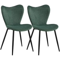 Ensemble de 2 chaises de salle à manger en tissu Maika vert