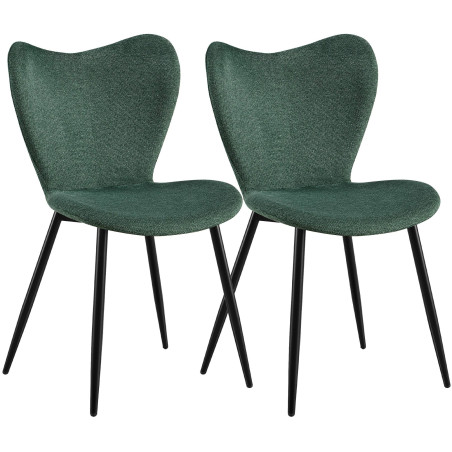 Ensemble de 2 chaises de salle à manger en tissu Maika vert