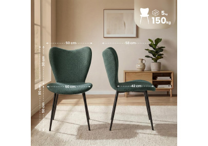 Ensemble de 2 chaises de salle à manger en tissu Maika vert