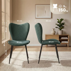 Ensemble de 2 chaises de salle à manger en tissu Maika vert