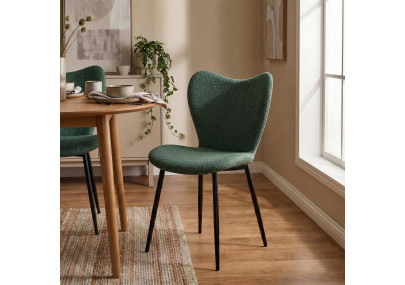 Ensemble de 2 chaises de salle à manger en tissu Maika vert