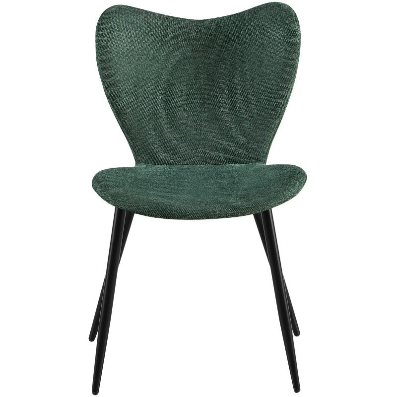 Ensemble de 2 chaises de salle à manger en tissu Maika vert