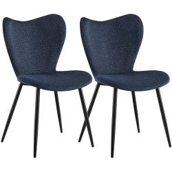 Ensemble de 2 chaises de salle à manger en tissu Maika bleu