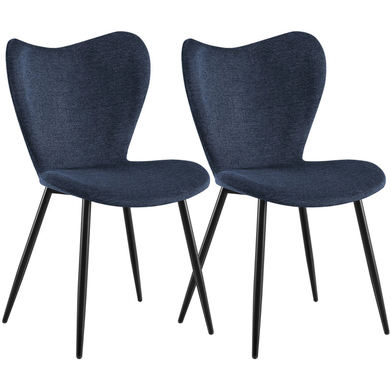 Ensemble de 2 chaises de salle à manger en tissu Maika bleu
