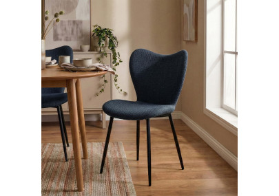 Ensemble de 2 chaises de salle à manger en tissu Maika bleu