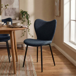 Ensemble de 2 chaises de salle à manger en tissu Maika bleu