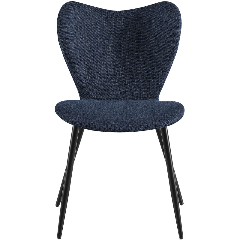 Ensemble de 2 chaises de salle à manger en tissu Maika bleu