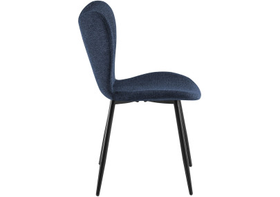 Ensemble de 2 chaises de salle à manger en tissu Maika bleu