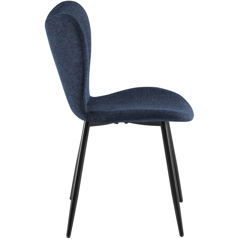 Ensemble de 2 chaises de salle à manger en tissu Maika bleu