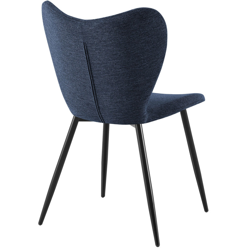 Ensemble de 2 chaises de salle à manger en tissu Maika bleu