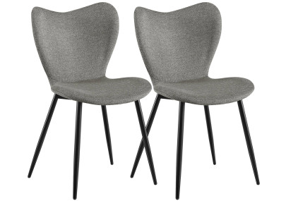 Ensemble de 2 chaises de salle à manger en tissu Maika gris