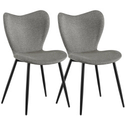 Ensemble de 2 chaises de salle à manger en tissu Maika gris
