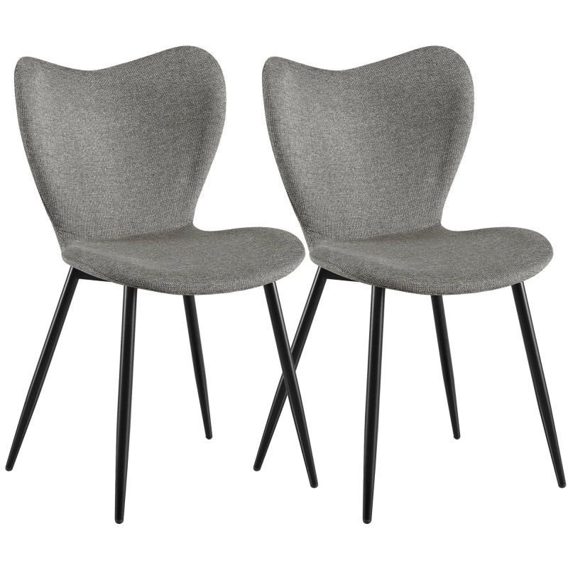 Ensemble de 2 chaises de salle à manger en tissu Maika gris