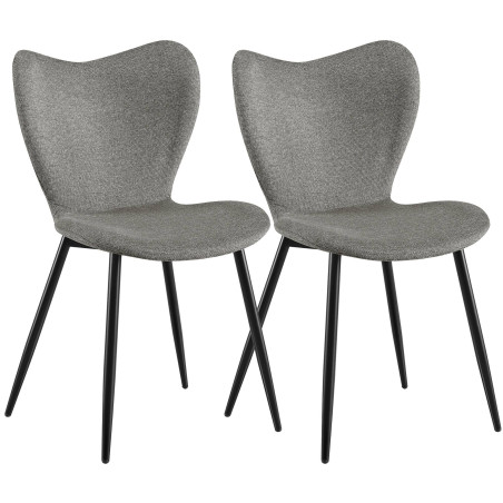 Ensemble de 2 chaises de salle à manger en tissu Maika gris