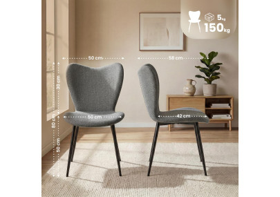 Ensemble de 2 chaises de salle à manger en tissu Maika gris