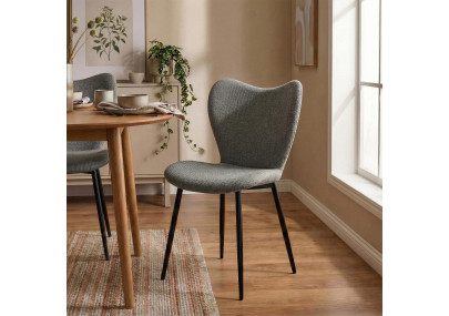 Ensemble de 2 chaises de salle à manger en tissu Maika gris