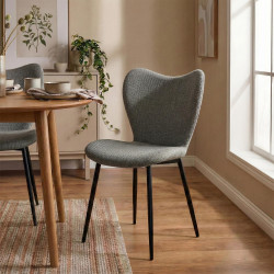 Ensemble de 2 chaises de salle à manger en tissu Maika gris