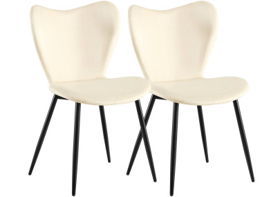Ensemble de 2 chaises de salle à manger Maika en velours crème