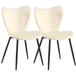 Ensemble de 2 chaises de salle à manger Maika en velours crème