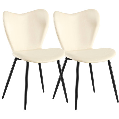 Ensemble de 2 chaises de salle à manger Maika en velours crème