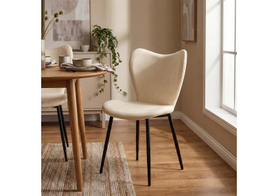 Ensemble de 2 chaises de salle à manger Maika en velours crème