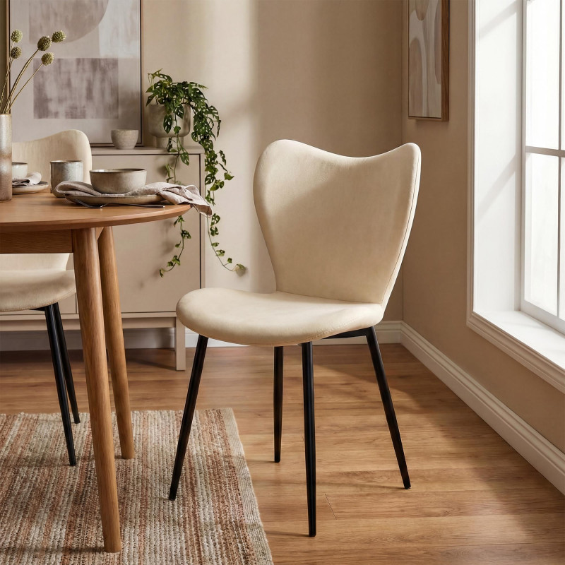 Ensemble de 2 chaises de salle à manger Maika en velours crème