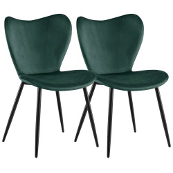 Ensemble de 2 chaises de salle à manger Maika en velours vert
